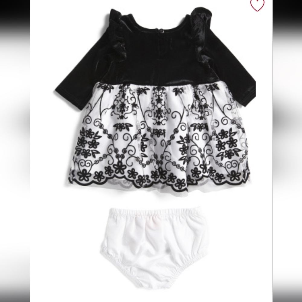 Pippa & Julie Infant Girls Velvet Flocked Ballerina Dress In Black Size 3-6mo